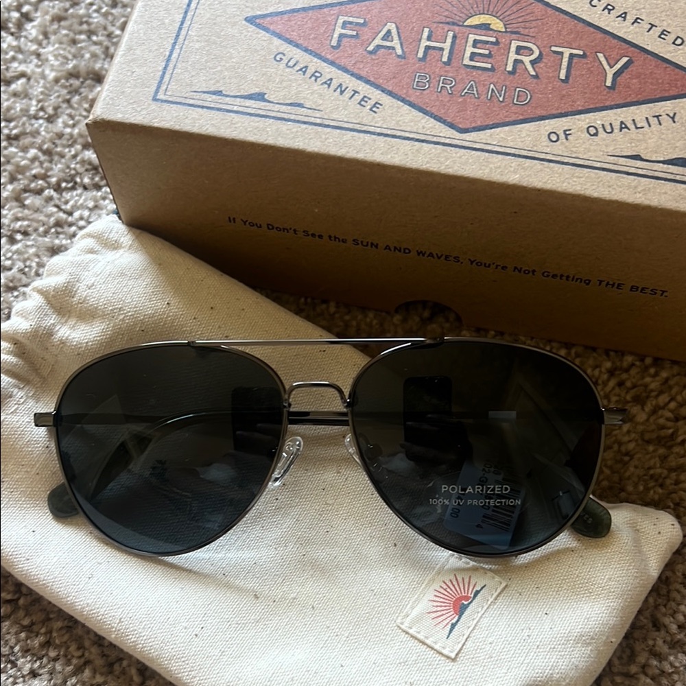 Faherty Black/Gunmetal Polarized Sunglasses